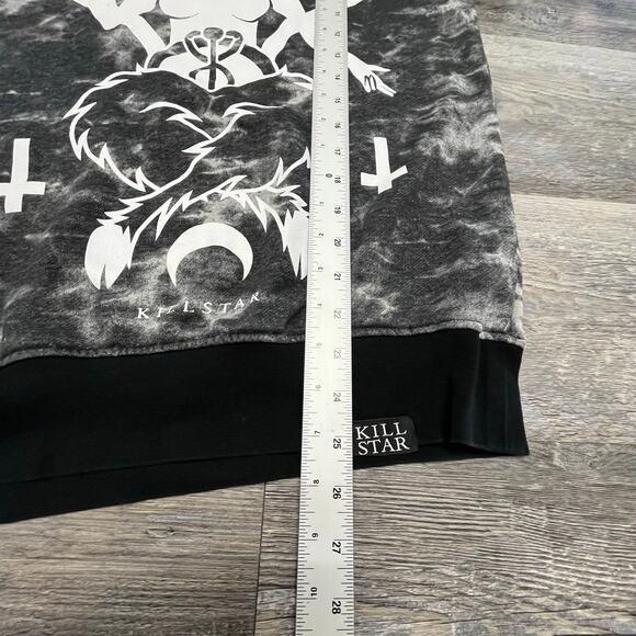 Killstar Baphomet‎ Gothic Occult Gray Black Tie Dye Adult XS Pullover Sweatshirt - Picture 8 of 9